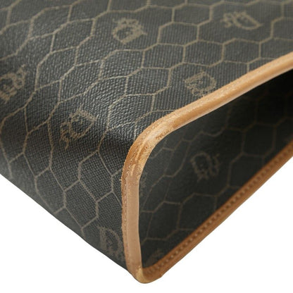 Dior Honeycomb Black Brown PVC Leather Women's Dior