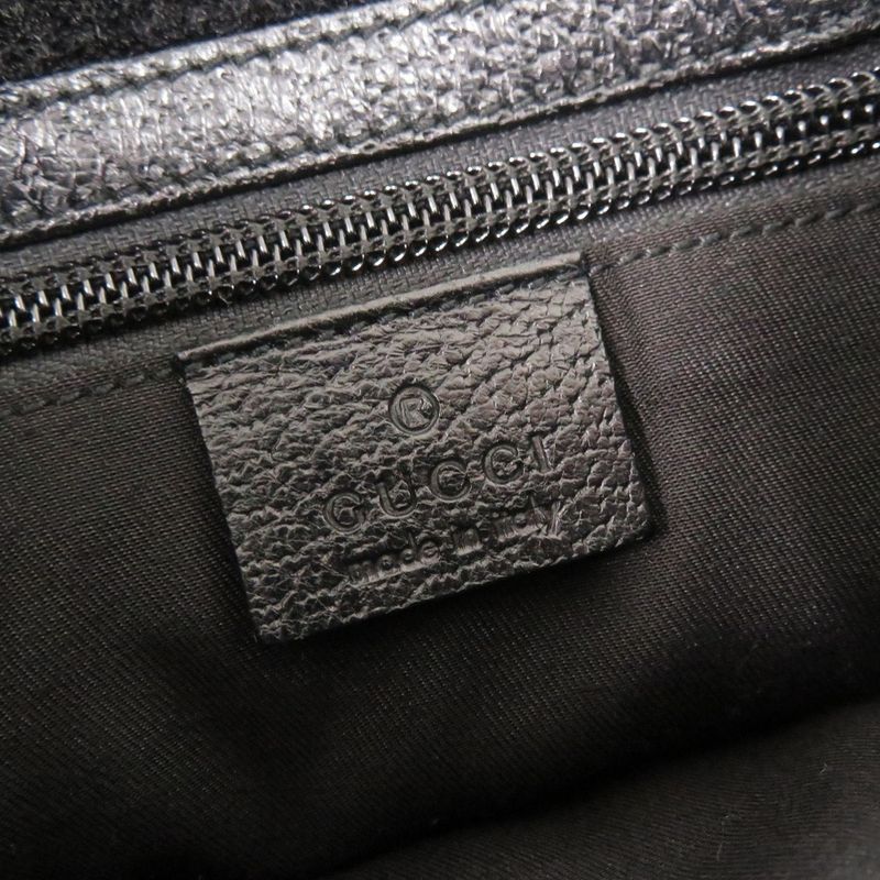 Gucci 27639 GG Canvas Leather Black Shoulder Bag Black 1047 Gucci