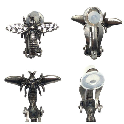 DIOR J'A DIOR Bee Rhinestone Silver Metal Earrings Earring Women 504735