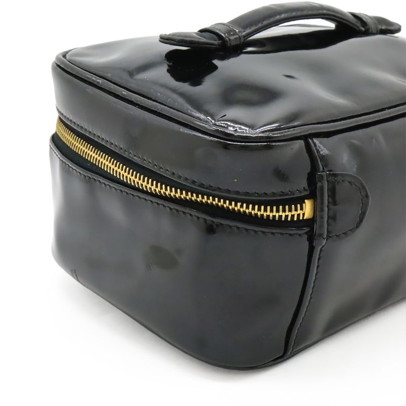 Chanel Coco Mark Enamel Vanity Bag Handbag Cosmetic Pouch Makeup Pouch Patent