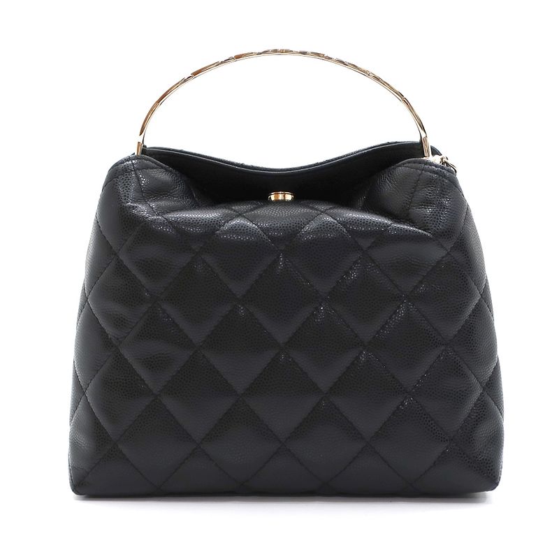 Chanel Top Handle 2WAY Bag Shoulder Bag Black Gold Hardware Matelasse