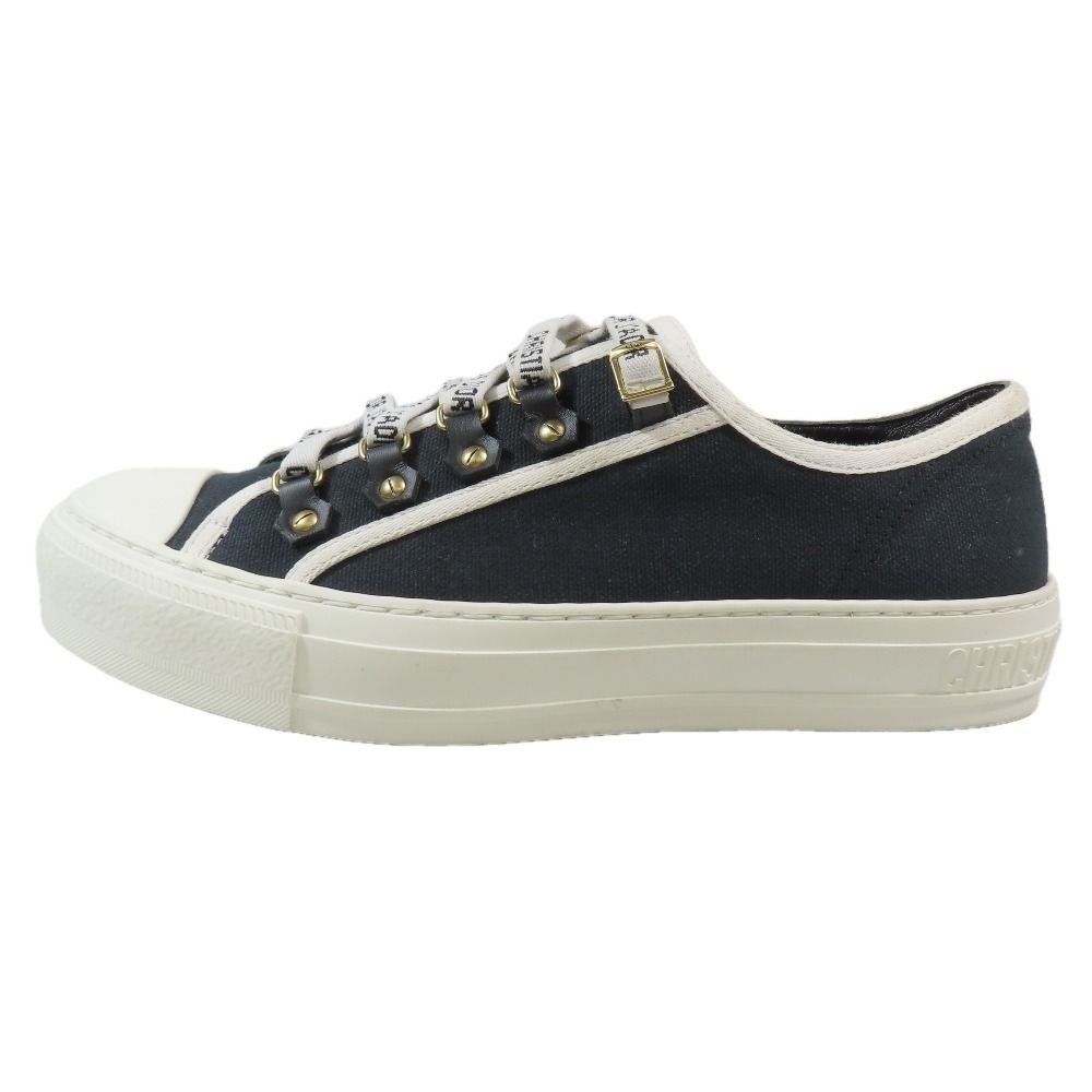 Dior Walk'n Canvas Low Cut Sneakers Shoes Logo 37.5 Black