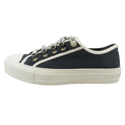 Dior Walk'n Canvas Low Cut Sneakers Shoes Logo 37.5 Black
