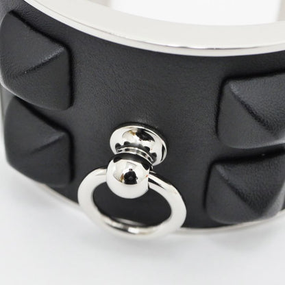 Hermes Corriedo Chien Medle Gaine Size T2 Black Silver Bracelet Bangle