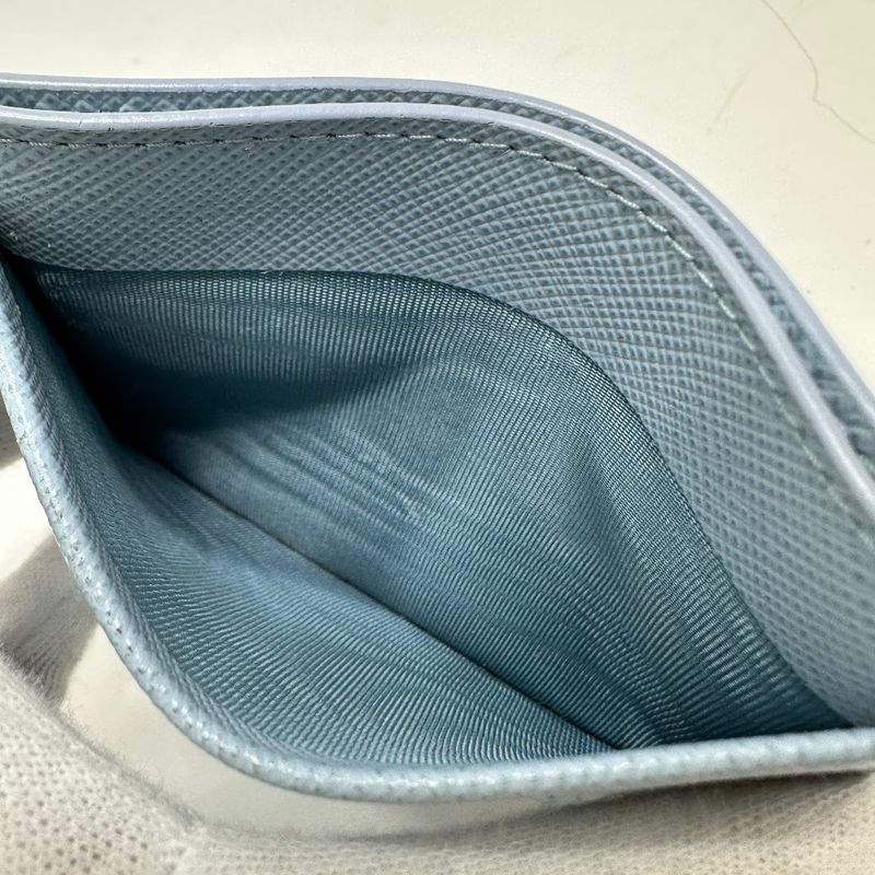 Prada Card Case With Embossed Logo 1mc025 Saffiano Leather Light Blue