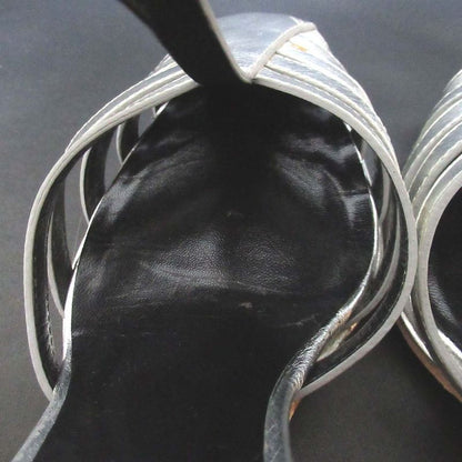 Celine High Heel Ankle Strap Sandals Size 35 Approx 22cm (8.66in) Silver Color