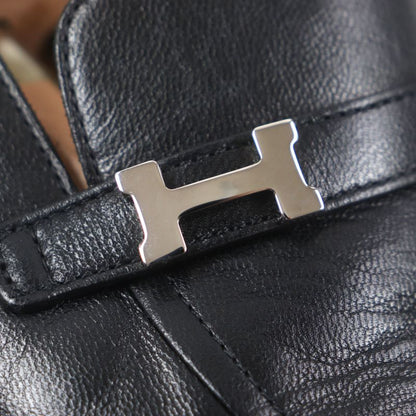 Hermes 2023 231992 Leather Silver Hardware H Logo Square Toe 2 Way Loafer