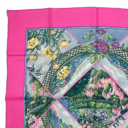 Hermes Scarf Silk Carre 90 Giverny Monet's Garden Pink — view 2