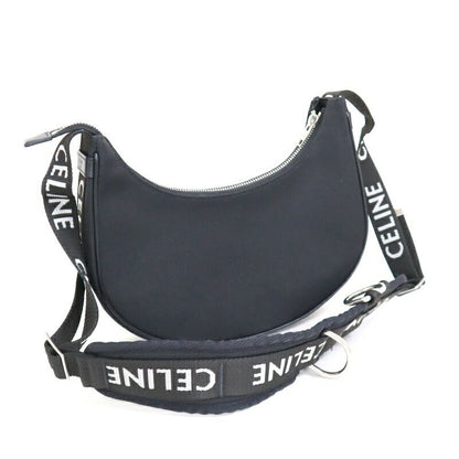 Celine Avabag Shoulder Bag Canvas Black Silver
