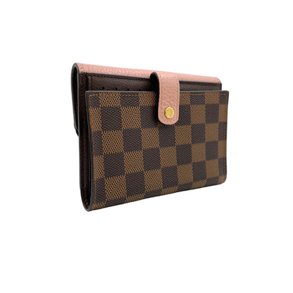 Louis Vuitton Portefeuille Normandy Damier Bifold Leather Pink Brown Wallet Gold — view 2