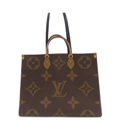 Louis Vuitton On The Go GM Brown Camel Gold Monogram Reverse Giant 2-Way Tote
