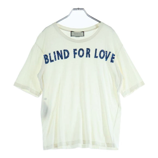 Gucci Blind for Love T Sequin Logo Crew Neck Short Sleeve T-Shirt Cut