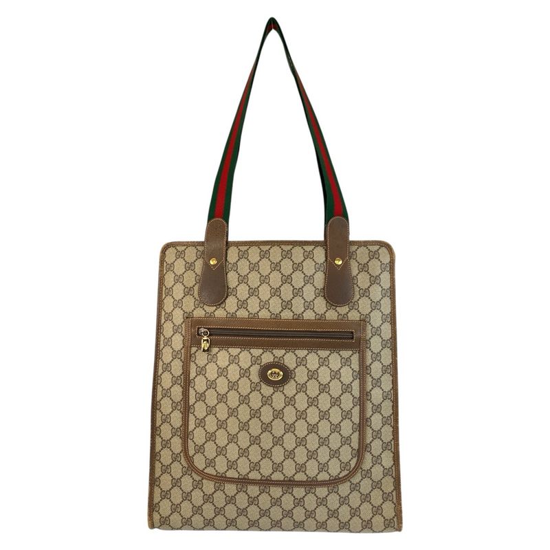 Gucci Vintage Sherry Line Old Gucci GG Supreme Canvas Tote Bag Shoulder Bag