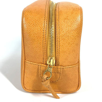 Chanel Pouch CC Coco Mark Logo Caviar Skin Yellowish