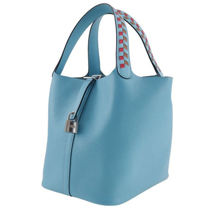 Hermes Picotin Lock MM Tresage Vaux Epson Light Blue D Women's Handbag