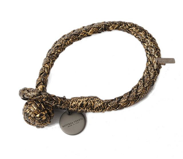 Bottega Veneta Bracelet Bangle Bottega Veneta Intrecciato Calf Oro Black 113546