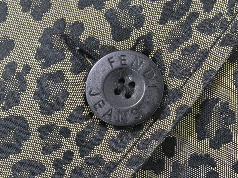 Authentic Fendi Leopard Print Half Coat Jacket 38 Polyester Cotton Khaki Black