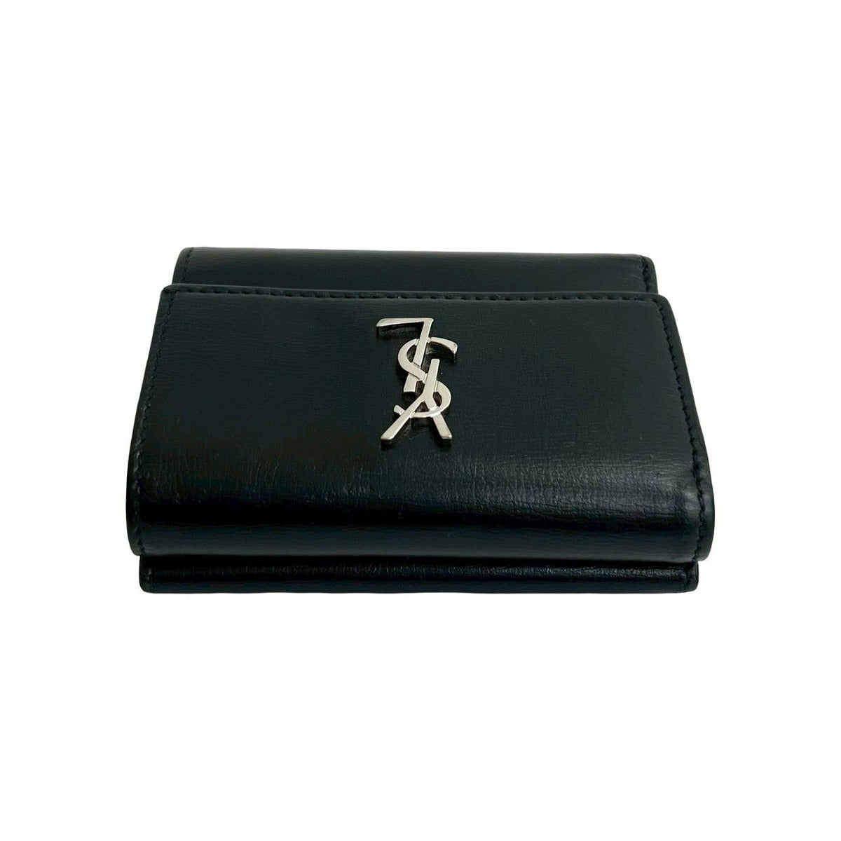 Saint Laurent Box Paris YSL Logo Leather Wallet Black — view 3