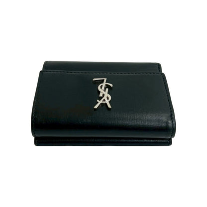 Saint Laurent Box Paris YSL Logo Leather Wallet Black — view 3