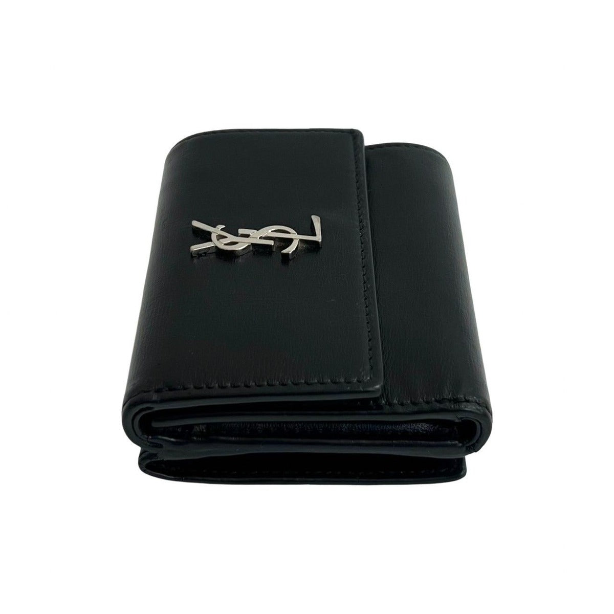 Saint Laurent Box Paris YSL Logo Leather Wallet Black — view 4