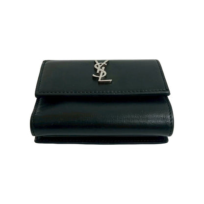 Saint Laurent Box Paris YSL Logo Leather Wallet Black — view 6