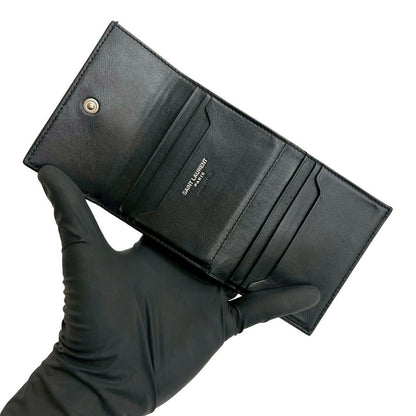 Saint Laurent Box Paris YSL Logo Leather Wallet Black — view 7