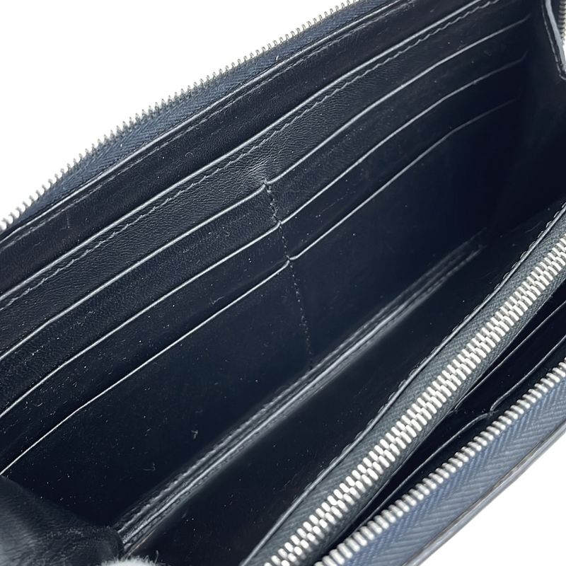 Celine Round Zip Long Leather Wallet Long Wallet Navy
