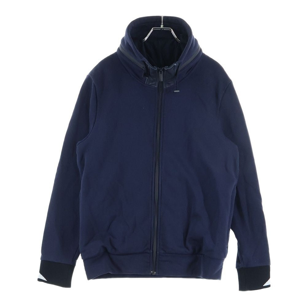Fendi Ribbed Monster Logo Zip Up Jacket Hooded Jersey Navy