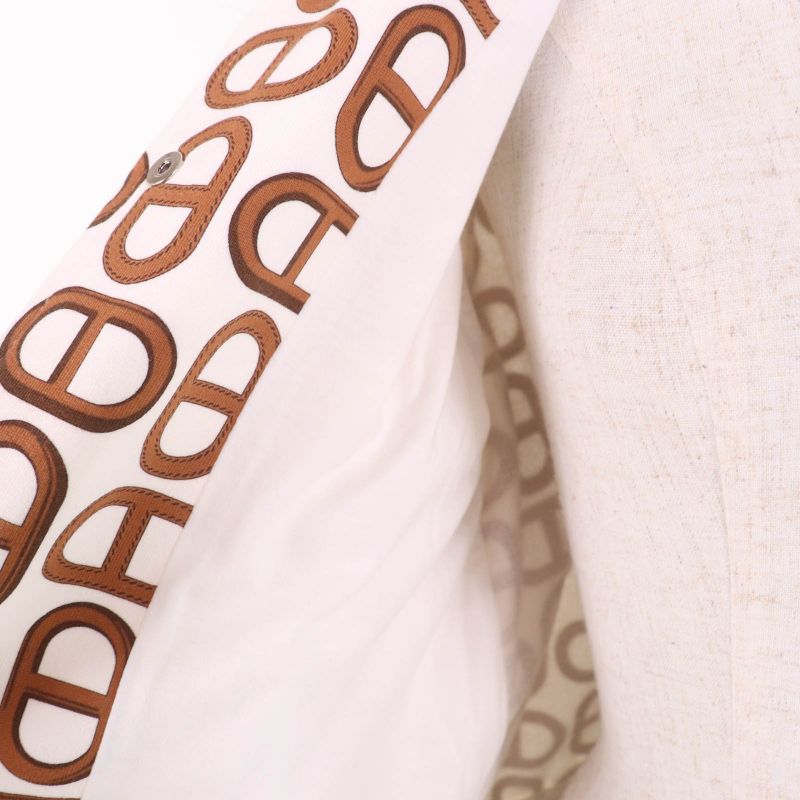 Hermes 24SS 100% Cotton Chaine D'ancre Teddy Blouson Ivory Brown 38 Made In