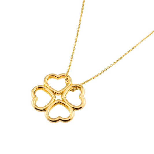 Tiffany & Co Heart Clover Necklace 40 cm 18k YG Yellow Gold