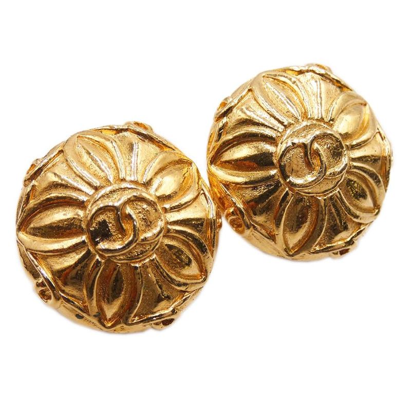 Chanel Floral Coco Mark GP Gold Earrings And Earrings