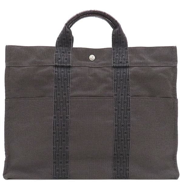 Hermes Tote Bag Her Line Tote MM Canvas Gray Silver Hardware Key and Cadena