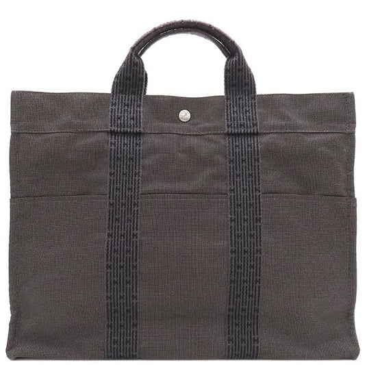 Hermes Tote Bag Her Line Tote MM Canvas Gray Silver Hardware Key and Cadena