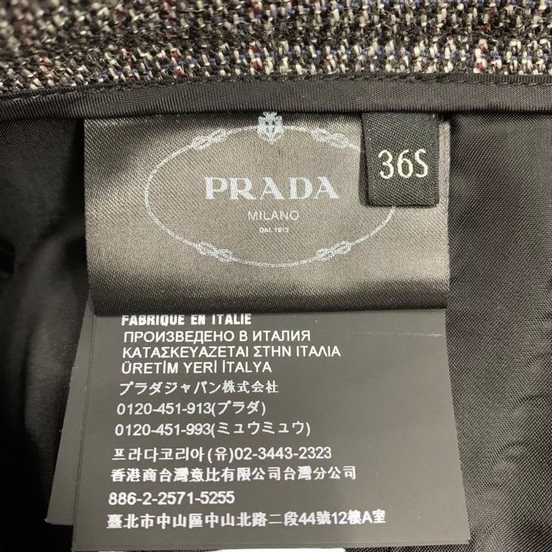 Prada Bottoms Wool Gray Skirt Tweed