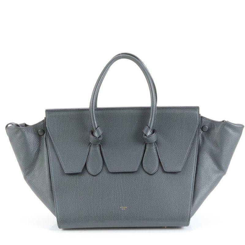 Celine Tie Bag Leather Tote Bag Shoulder Hand Gray Women's ERE Cw53-2