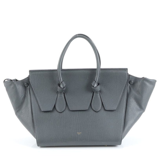 Celine Tie Bag Leather Tote Bag Shoulder Hand Gray Women's ERE Cw53-2
