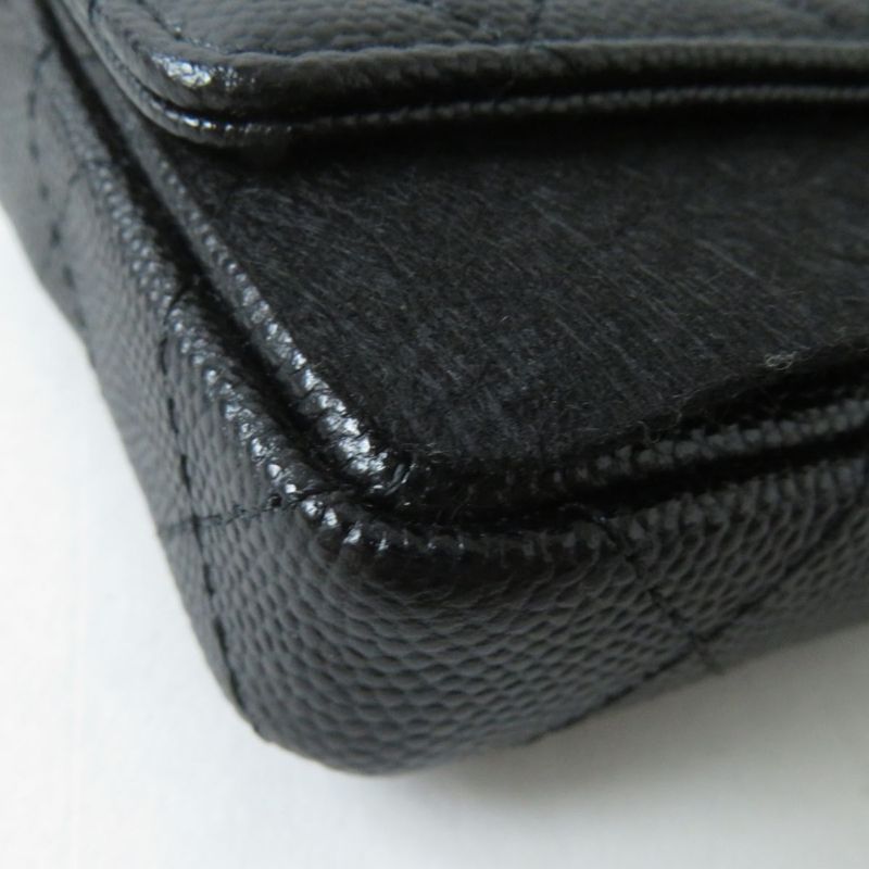 Unused CHANEL Ap2119 Caviar Skin Matelasse Coco Mark Flap Coin