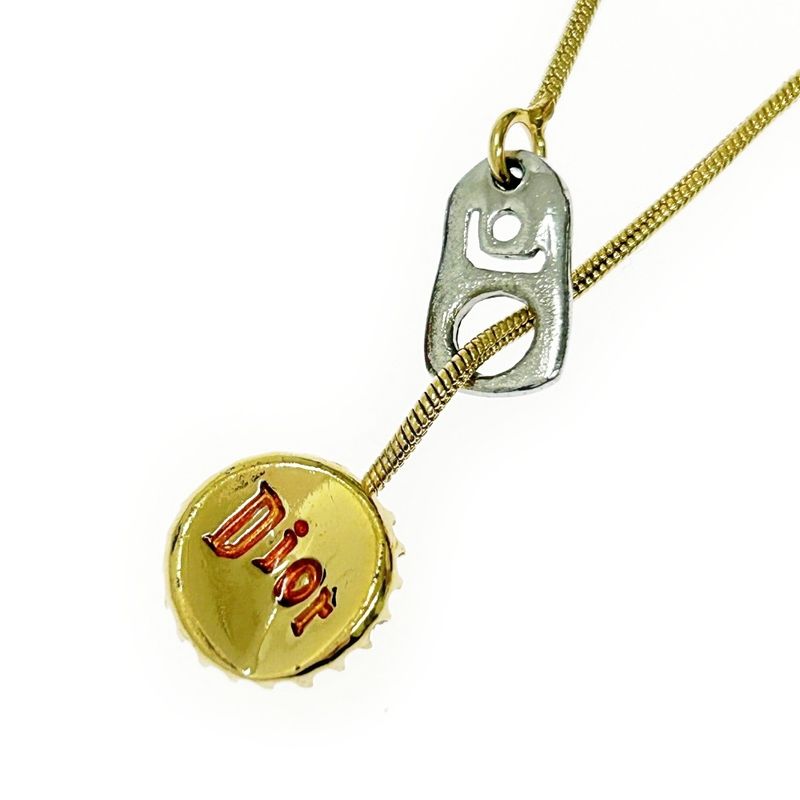 Christian Dior GP Dior Logo Bottle Lid Motif Necklace Women's Gold 365486