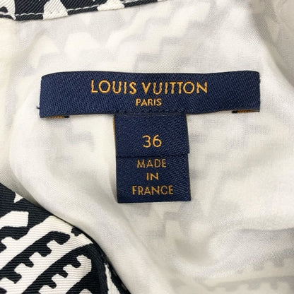 Louis Vuitton Dress Silk Black White Short Sleeve Logo
