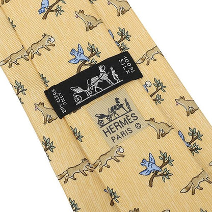 Hermes Necktie Animal Print 9.5cm (3.74in) Silk Yellow and Multicolor Yellow