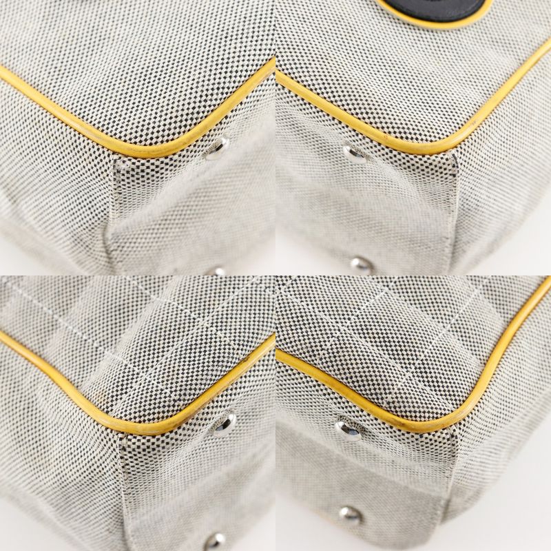 Chanel Camellia NO5 Chocolate Bar Chain Tote Canvas Gray/yellow Ladies Tote Bag