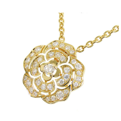 Chanel Camellia Pendant Yellow Gold 18K Diamond Necklace