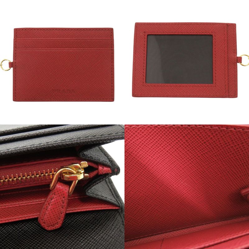 Prada Saffiano Leather Black Long Wallet Bifold Long Wallet Black 0301 Prada