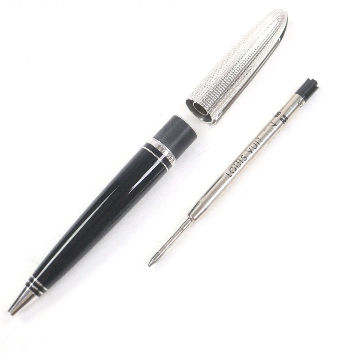 Louis Vuitton Dog Lacquer Logo Twist Ballpoint Pen Silver Black Hat — view 2