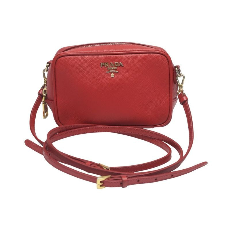 Prada 1 N1674 Camera Shoulder Bag Vitello Phoenix Red