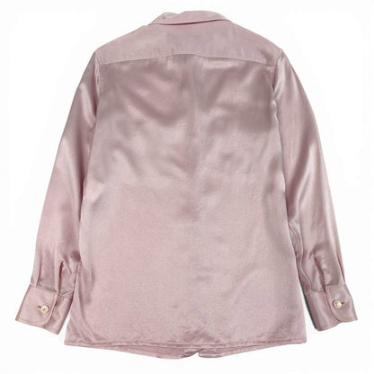 Chanel Vintage CC Logo Button Silk Shirt Blouse M L Top — view 3
