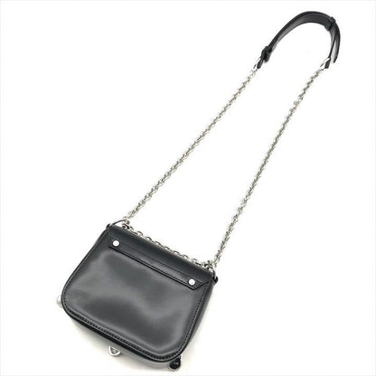 Versace Versus Super Safety Chain Shoulder Bag Black Leather