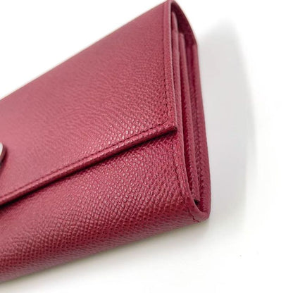 Bvlgari Bifold Leather Red Wallet Silver