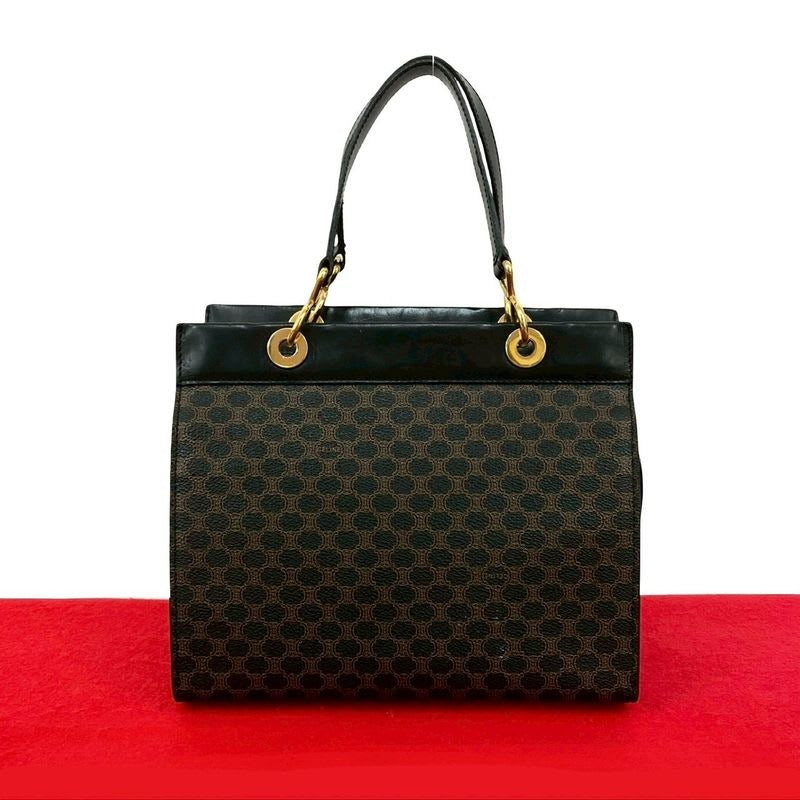 Celine Vintage Macadam Blason Pattern Leather Handbag Mini Tote