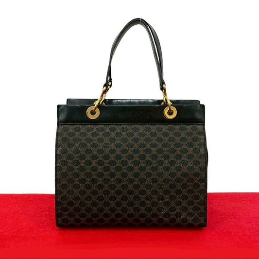 Celine Vintage Macadam Blason Pattern Leather Handbag Mini Tote